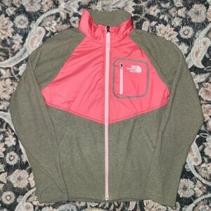 The North Face Glacier Track Jacket Girls Size LARGE 14/16 Pink & Gray Softshell